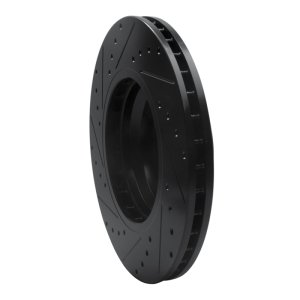 BMW 760LI Brake Rotor (1) - Front Right - R1 Concepts - Drilled & Slotted - Black - `02-`08